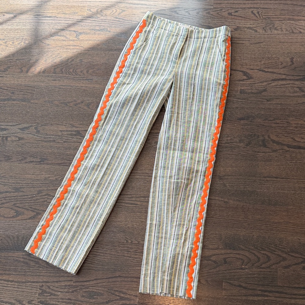Etcetera Striped Trousers in Yellow, Green and Cream Size 2